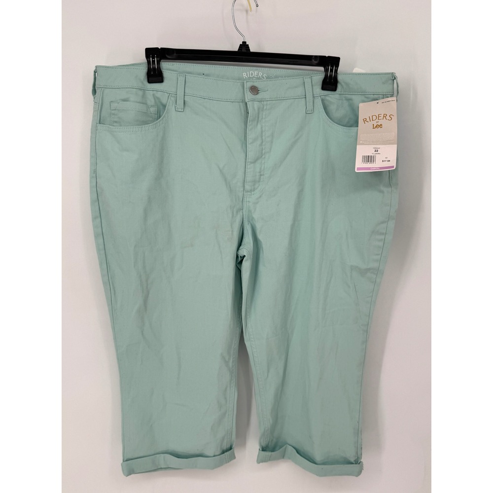 Riders by Lee Capri Pants Women 22M Icy Morn NWT Cuffed Stretch Twill 198MAWI